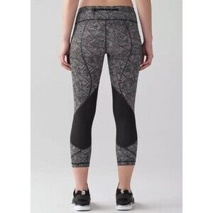 LULULEMON Pace Rival Crop 22" Pants Formation Alpine White Black Mesh Sz 6​​​​